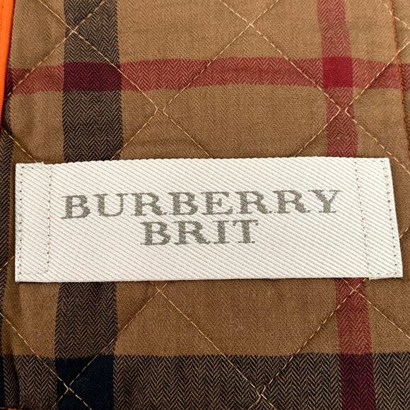 Burberry Brit Orange Quilted Jacket Size S Cotton/Polyester Stand-Up Collar Butt - Picture 2 of 8
